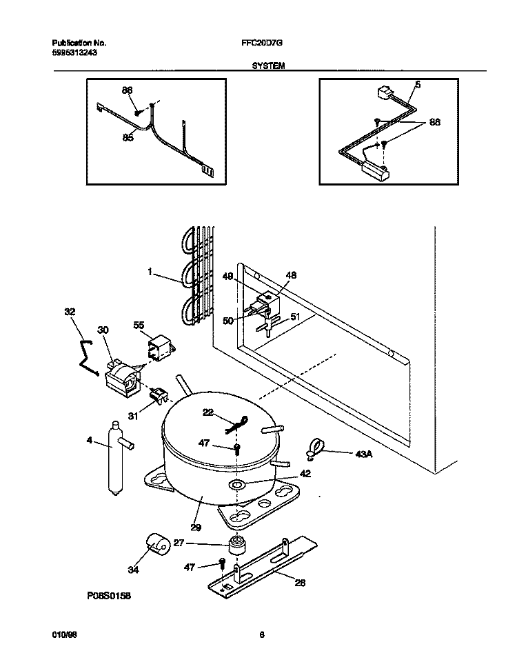 SYSTEM Diagram and Parts List for FFC20D7GW1  Frigidaire Freezer