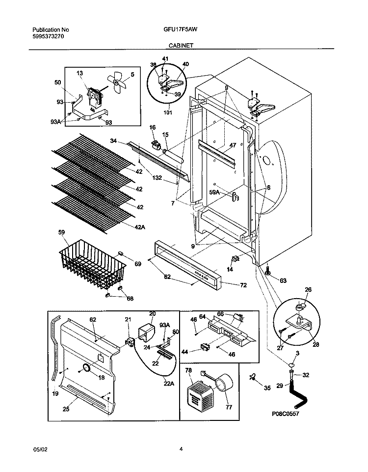 CABINET Diagram and Parts List for GFU17F5AW3  Gibson Freezer