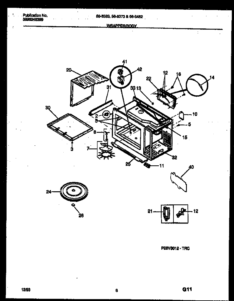 WRAPPER AND BODY PARTS Diagram and Parts List for 56-5383-10-01  Tappan Microwave