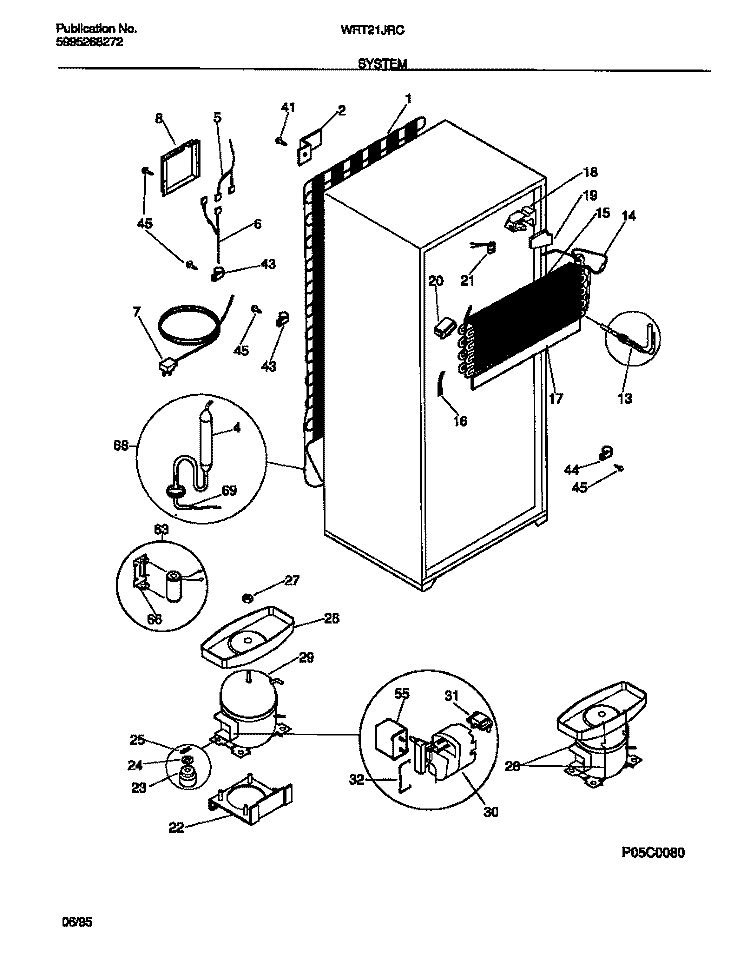SYSTEM Diagram and Parts List for WRT21JRCY0  Frigidaire Refrigerator