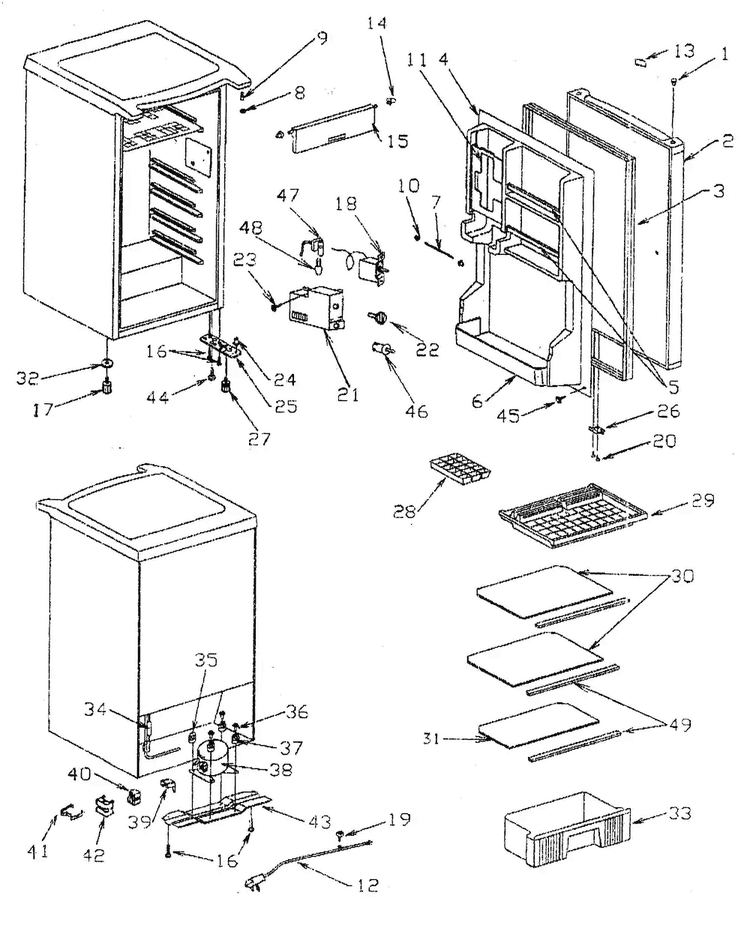 Refrigerator Diagram and Parts List for 56494446400  Kenmore Refrigerator