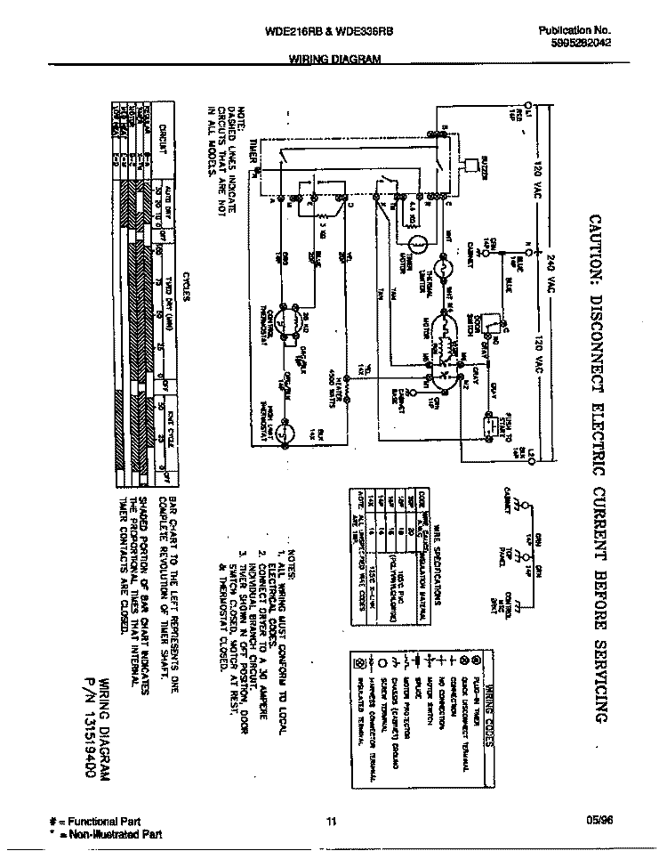 WIRING DIAGRAM Diagram and Parts List for WDE216RBD2  Frigidaire Dryer
