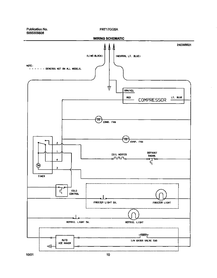 WIRING SCHEMATIC Diagram and Parts List for FRT17GG5AQ0  Frigidaire Refrigerator