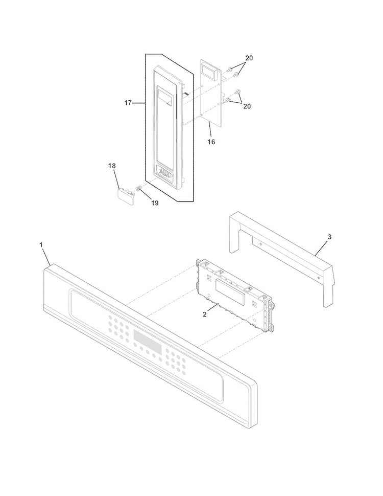 Control Panel Diagram and Parts List for FPMC3085KFB  Frigidaire Microwave Oven Combo