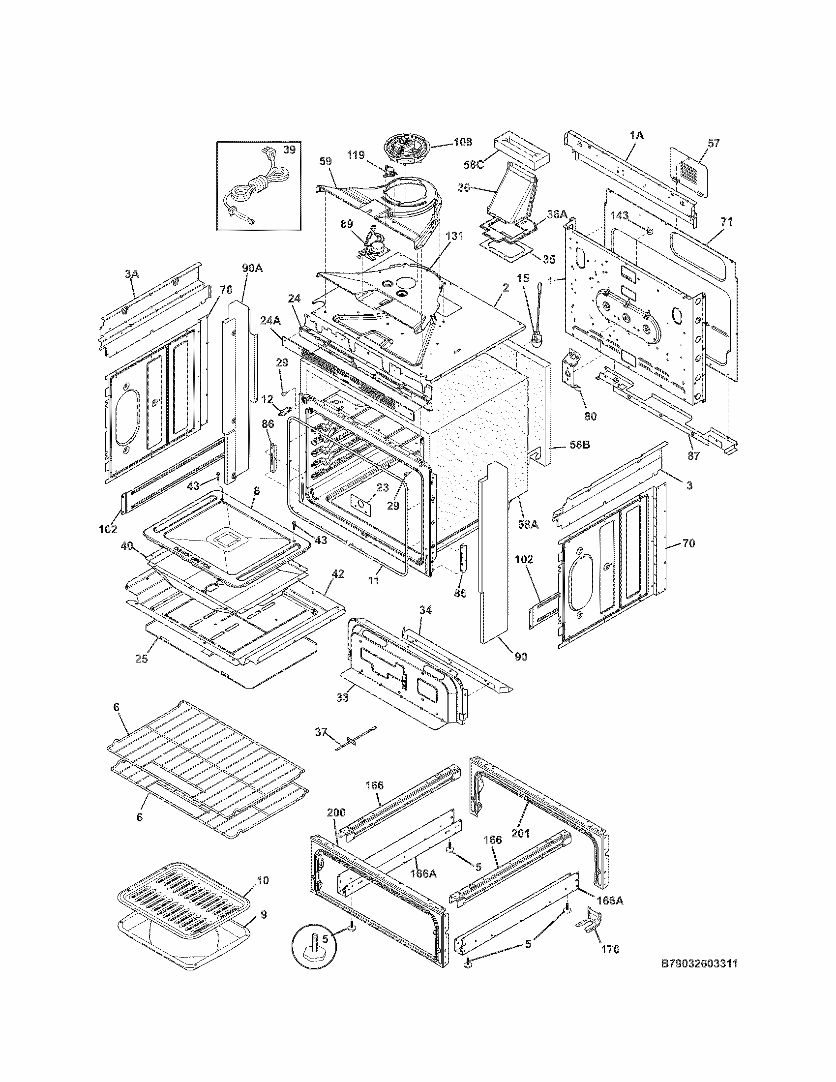 Body Diagram and Parts List for 79032602312  Kenmore Range
