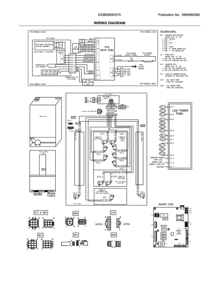 Wiring Diagram Diagram and Parts List for EI28BS80KS7A  Electrolux Refrigerator