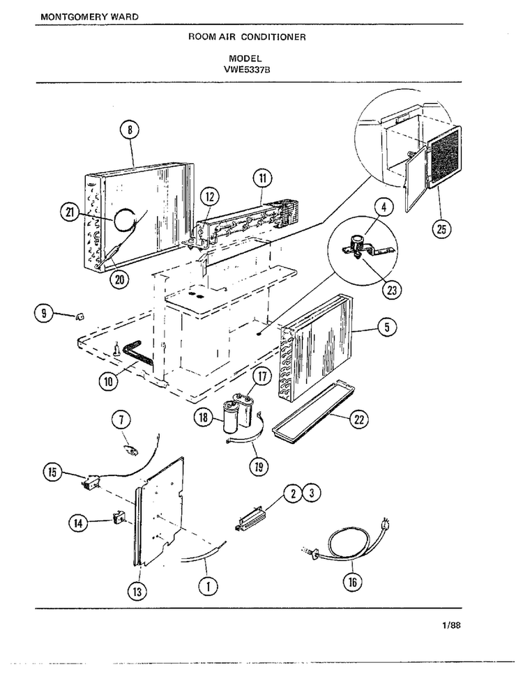Room Air Conditioner Page 3 Diagram and Parts List for 5337B  Frigidaire Air Conditioner