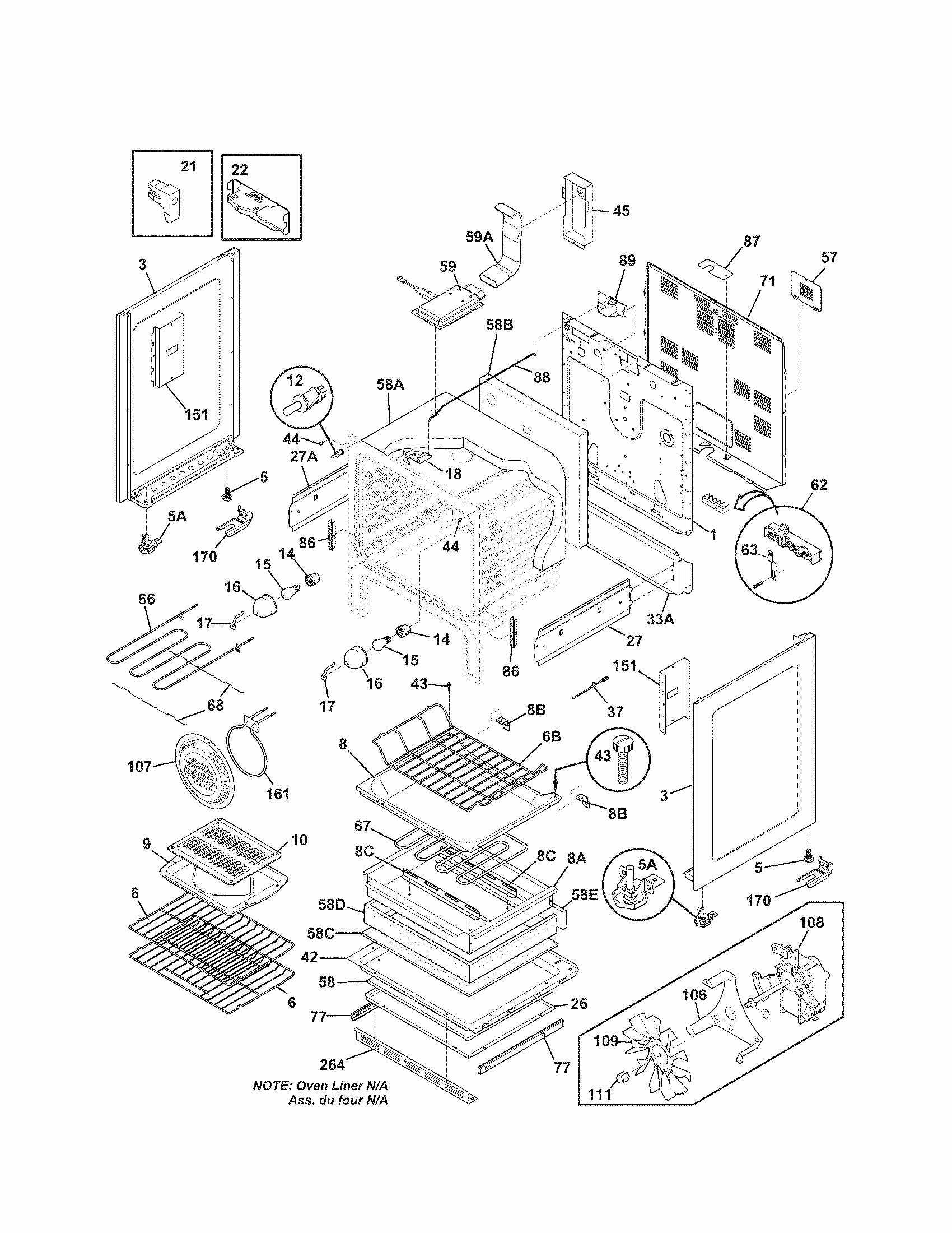 Body Diagram and Parts List for 79095053310  Kenmore Range
