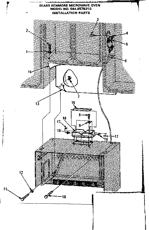 Installation Parts Diagram and Parts List for 5648578310  Kenmore Microwave