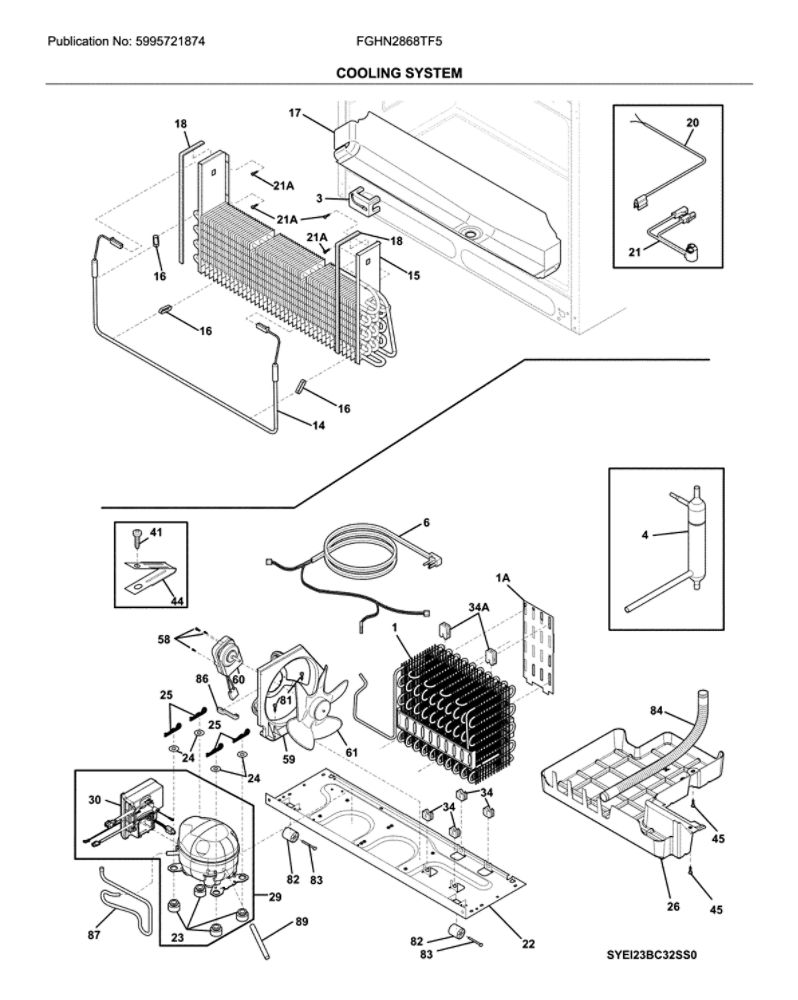 System Diagram and Parts List for FGHN2868TF5  Frigidaire Refrigerator