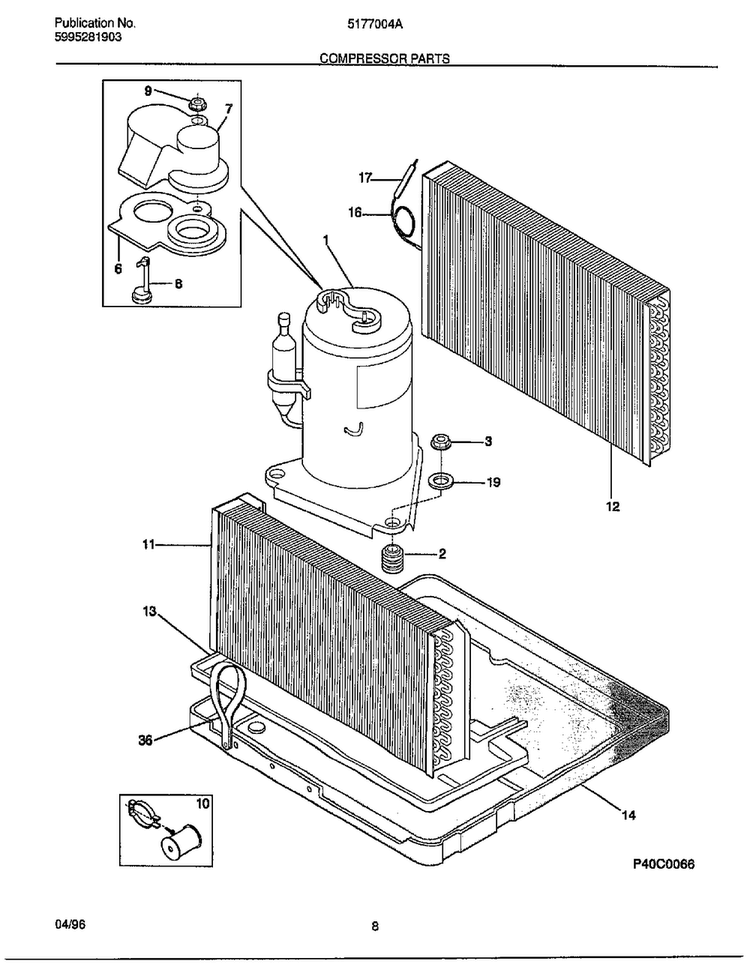 Compressor Parts Diagram and Parts List for 5177004A  Frigidaire Air Conditioner