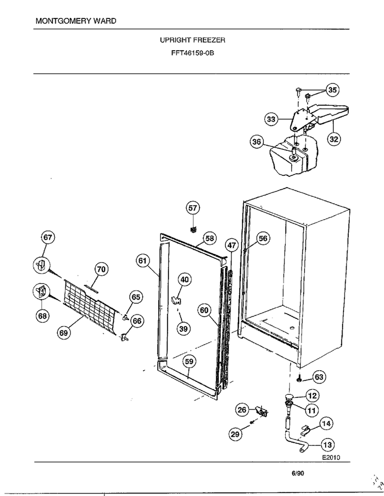 Upright Freezer Page 3 Diagram and Parts List for 46159B  Frigidaire Freezer