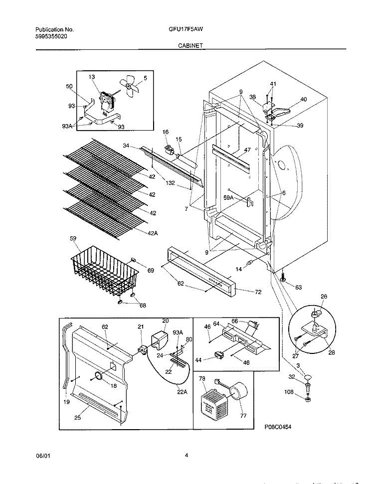 CABINET Diagram and Parts List for GFU17F5AW0  Gibson Freezer