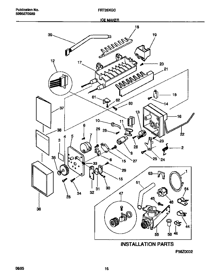 ICE MAKER Diagram and Parts List for FRT26XGCB1  Frigidaire Refrigerator