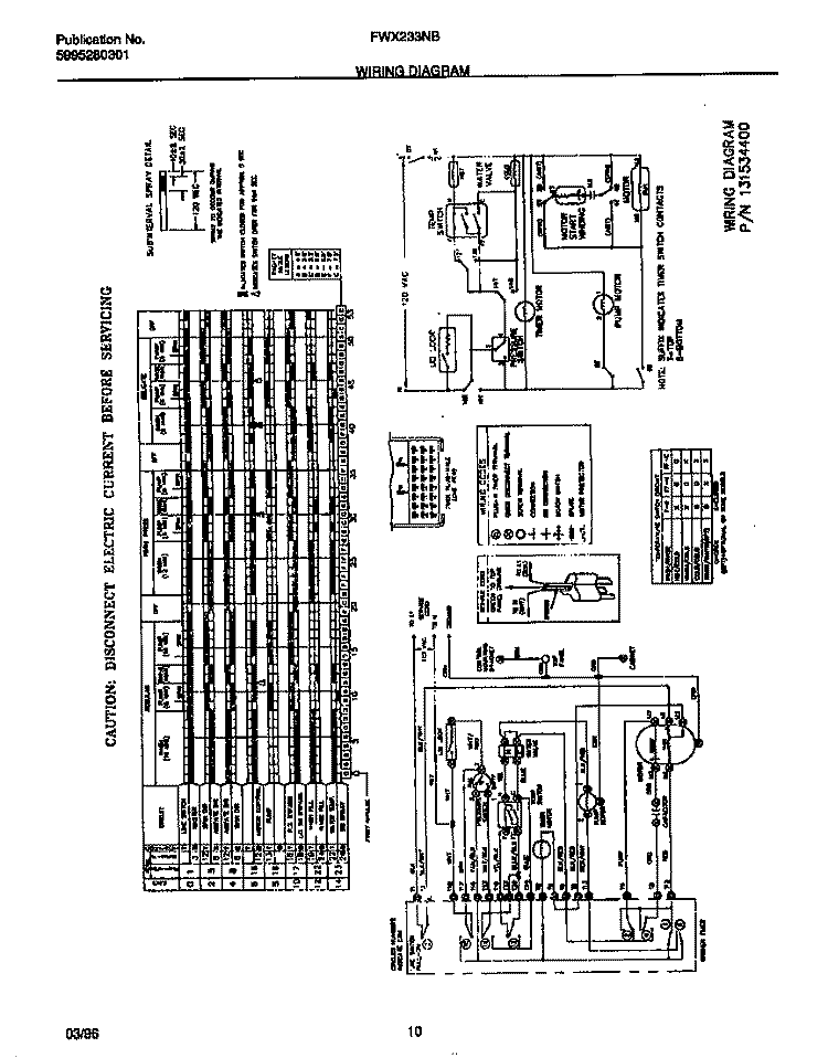WIRING DIAGRAM Diagram and Parts List for FWX233NBS3  Frigidaire Washer