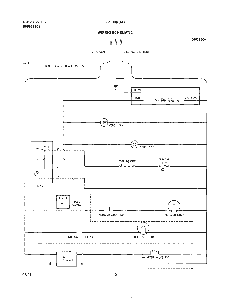 WIRING SCHEMATIC Diagram and Parts List for FRT18KD4AW0  Frigidaire Refrigerator