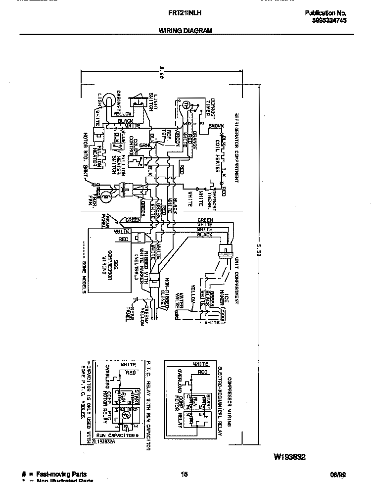 WIRING DIAGRAM Diagram and Parts List for FRT21INLHB0  Frigidaire Refrigerator