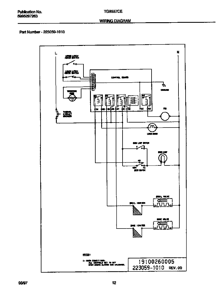 WIRING DIAGRAM Diagram and Parts List for TGB557CES2  Tappan Wall Oven