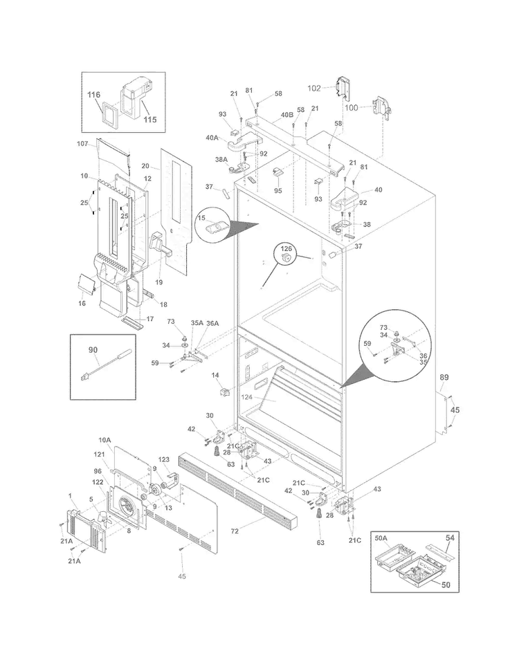 Cabinet Diagram and Parts List for E23BC78IPSG  Electrolux Refrigerator
