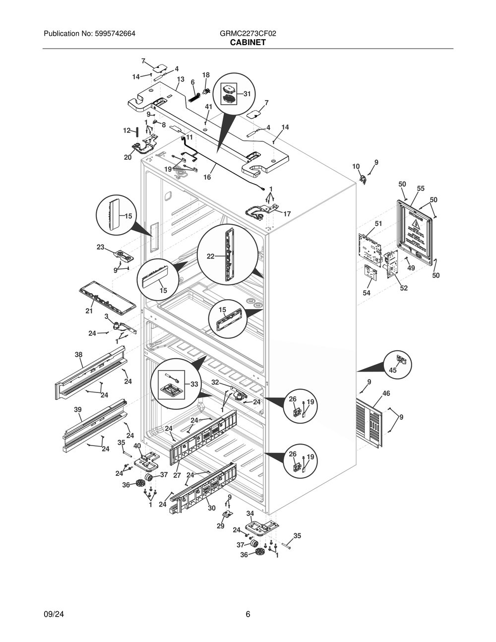 Cabinet Diagram and Parts List for GRMC2273CF02  Frigidaire Refrigerator