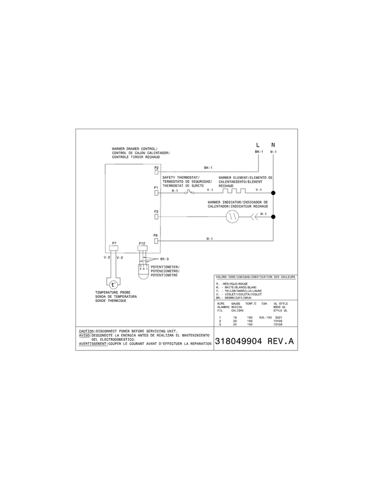 Wiring Diagram Diagram and Parts List for FGWD3065PFA  Frigidaire Warming Drawer
