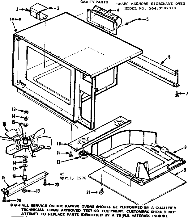Cavity Parts Diagram and Parts List for 5649907910  Kenmore Microwave