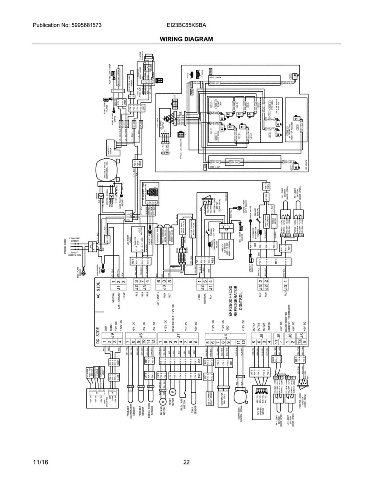 Wiring Schematic Diagram and Parts List for EI23BC65KSBA  Electrolux Refrigerator