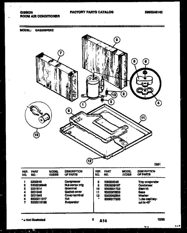 SYSTEM PARTS Diagram and Parts List for GAS258P2K2  Gibson Air Conditioner