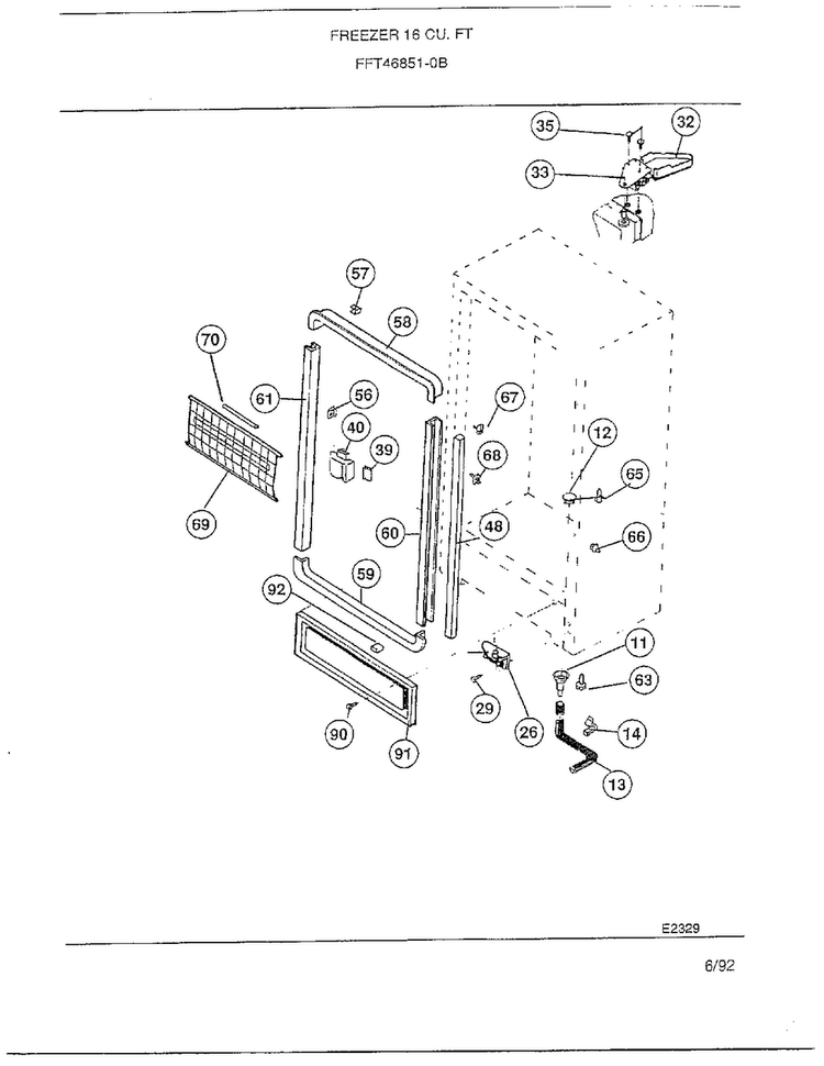 Freezer 16 Cubic Feet Page 3 Diagram and Parts List for 46851-0B  Frigidaire Freezer