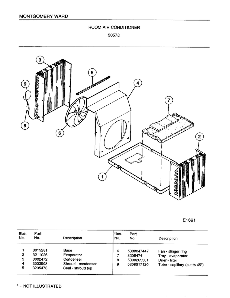Room Air Conditioner Page 6 Diagram and Parts List for 5057D  Frigidaire Air Conditioner