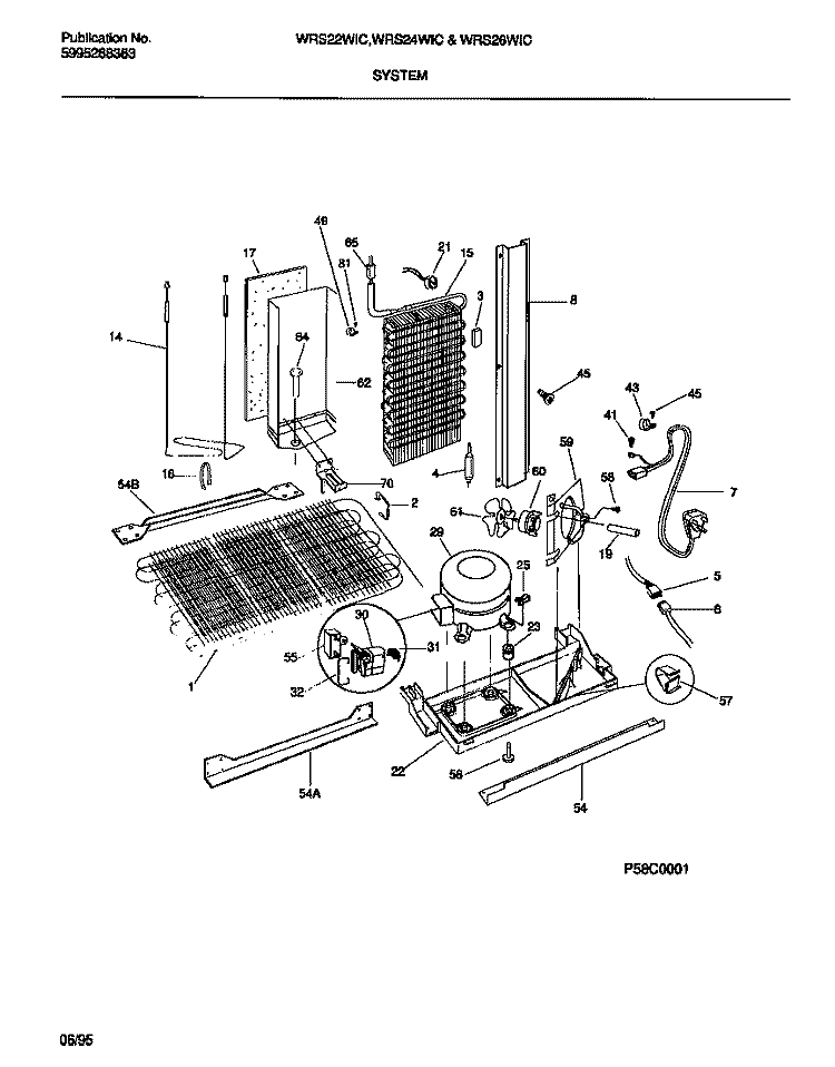 SYSTEM Diagram and Parts List for WRS22WICD0  Frigidaire Refrigerator