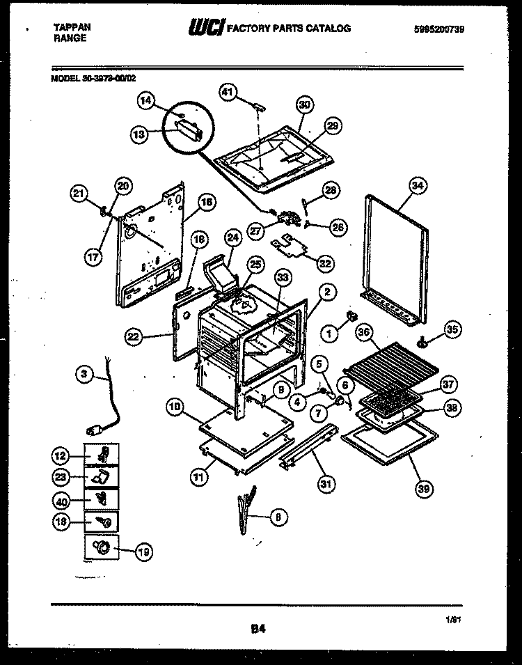 BODY PARTS Diagram and Parts List for 30-3979-00-02  Tappan Range