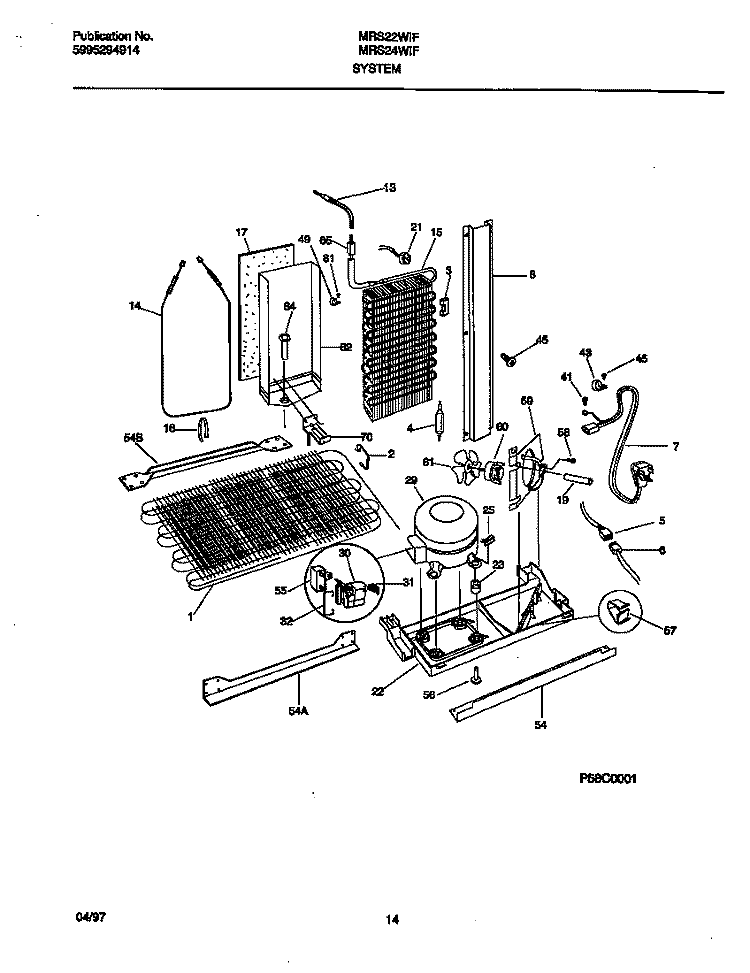 SYSTEM Diagram and Parts List for MRS24WIFW0  Frigidaire Refrigerator