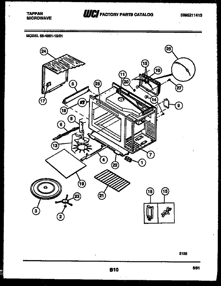 WRAPPER AND BODY PARTS Diagram and Parts List for 56-4861-10-01  Tappan Microwave