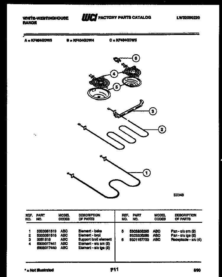 BROILER PARTS Diagram and Parts List for KF404GDH3  Frigidaire Range