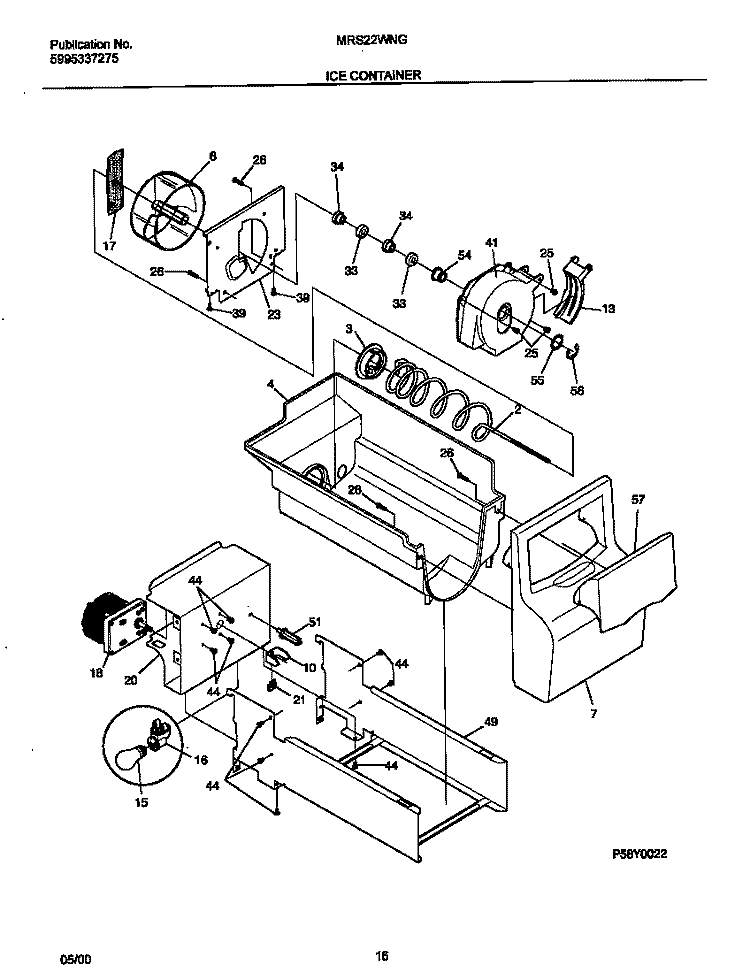 ICE CONTAINER Diagram and Parts List for MRS22WNGW4  Uni Refrigerator