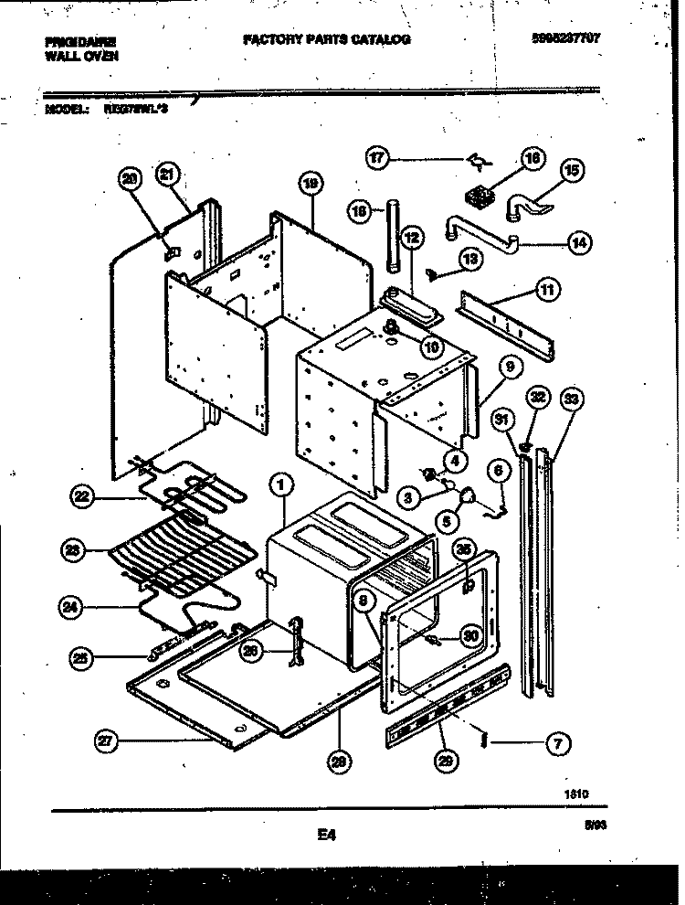 BODY PARTS Diagram and Parts List for REG78WL3  Frigidaire Wall Oven