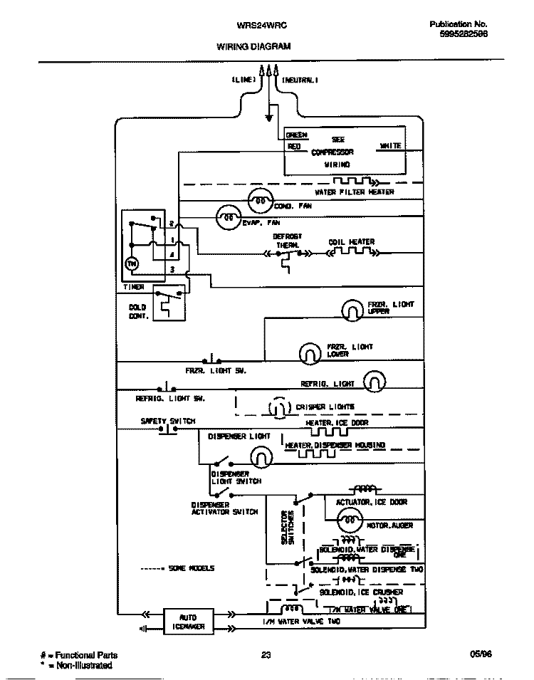 WIRING DIAGRAM Diagram and Parts List for WRS22WRCW2  Frigidaire Refrigerator