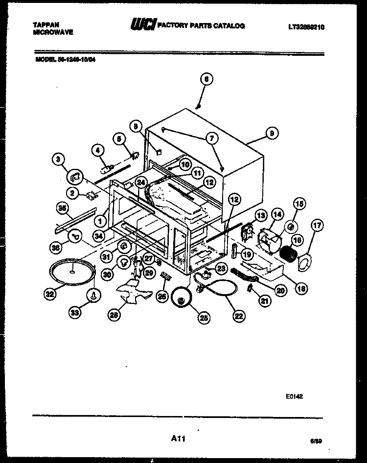 BODY PARTS Diagram and Parts List for 56-1246-00-04  Tappan Microwave