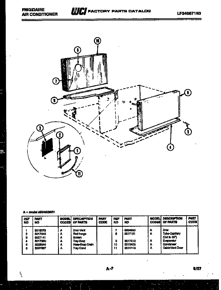 UNIT PARTS Diagram and Parts List for AR24NS8E1  Frigidaire Air Conditioner