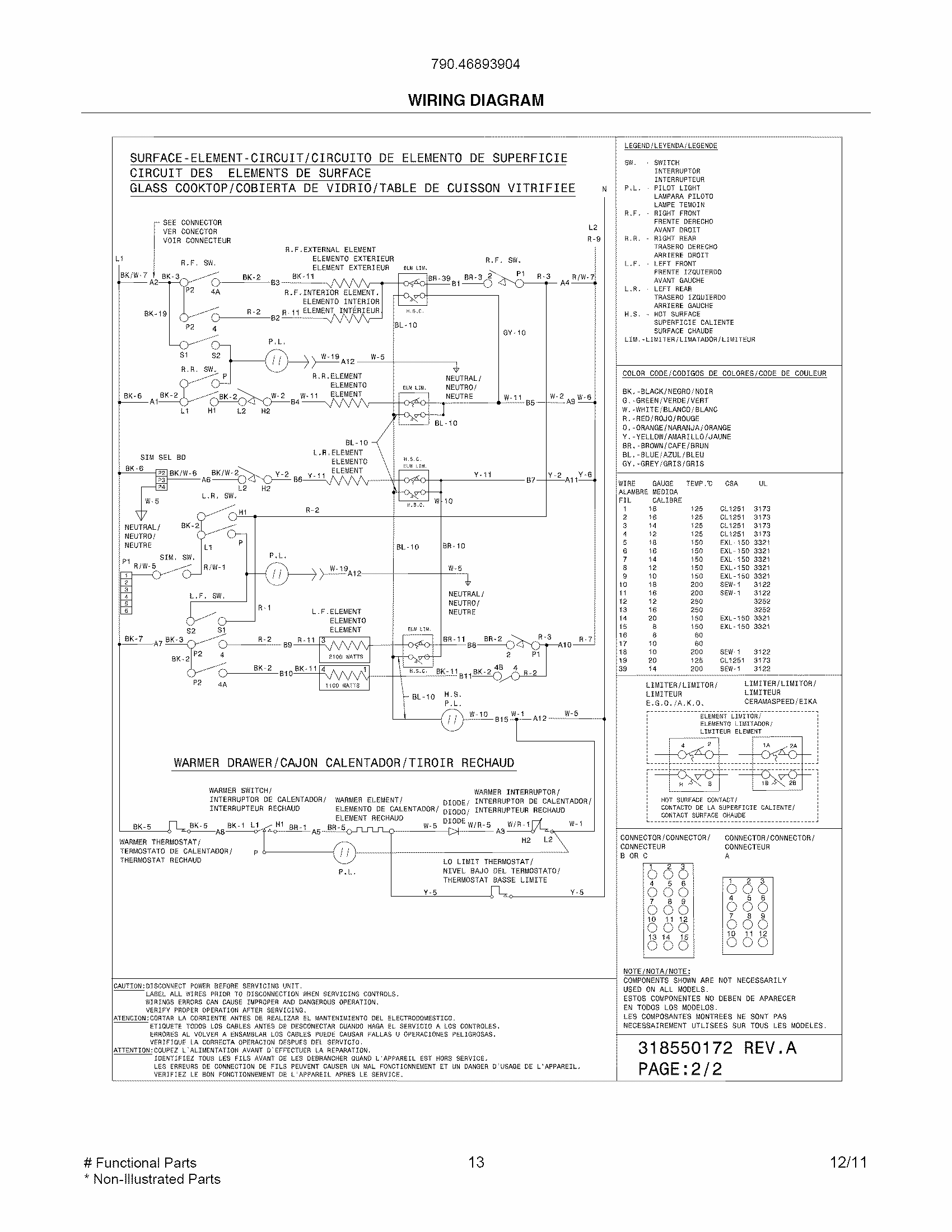 Wiring Diagram Diagram and Parts List for 79046893904  Kenmore Range