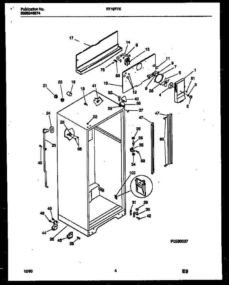CABINET PARTS Diagram and Parts List for RT19F7WX3D  Gibson Refrigerator