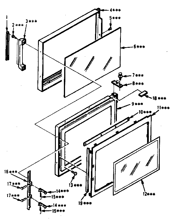 Door Parts Diagram and Parts List for 5648765380  Kenmore Microwave