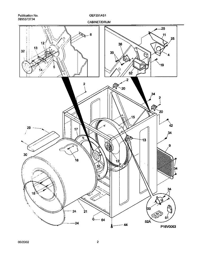 DRY CAB, HEATER Diagram and Parts List for GEF331AS1  Gibson Dryer