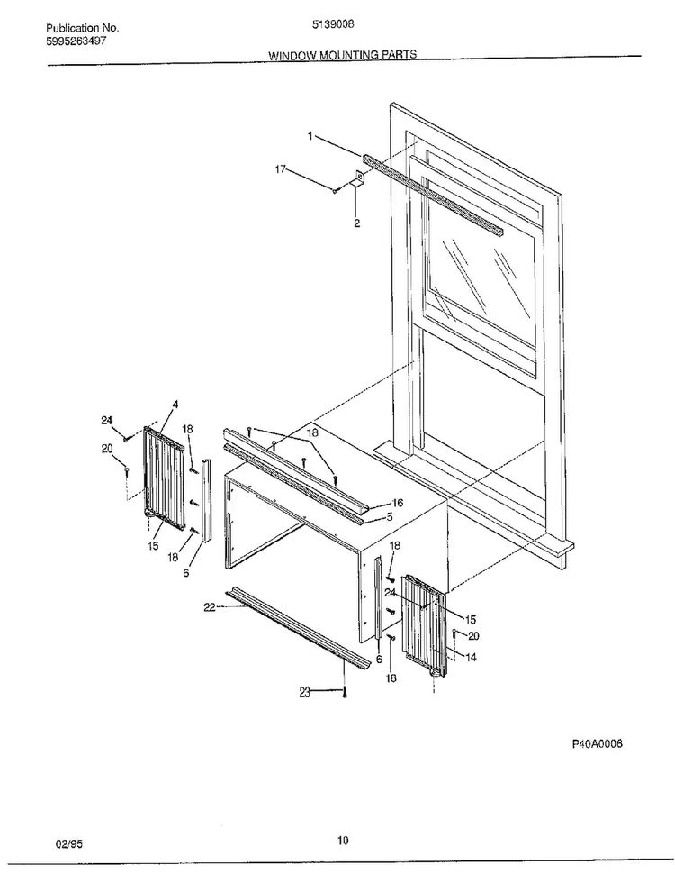 Window Mounting Parts Diagram and Parts List for 5139008A  Frigidaire Air Conditioner