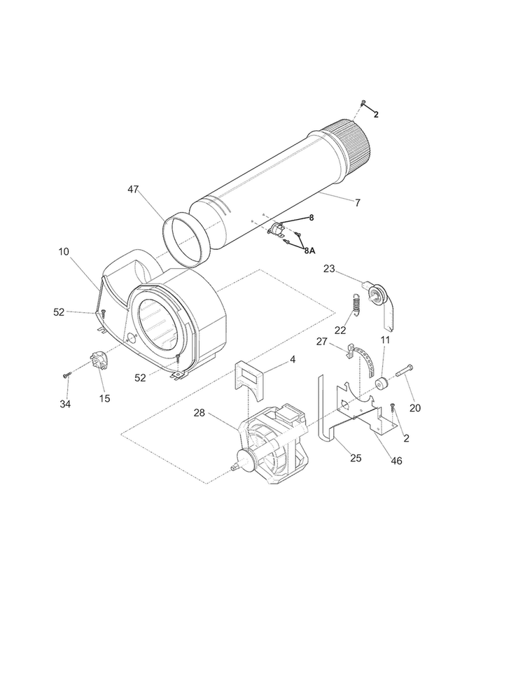 Motor Diagram and Parts List for FASG7074NR2  Frigidaire Dryer