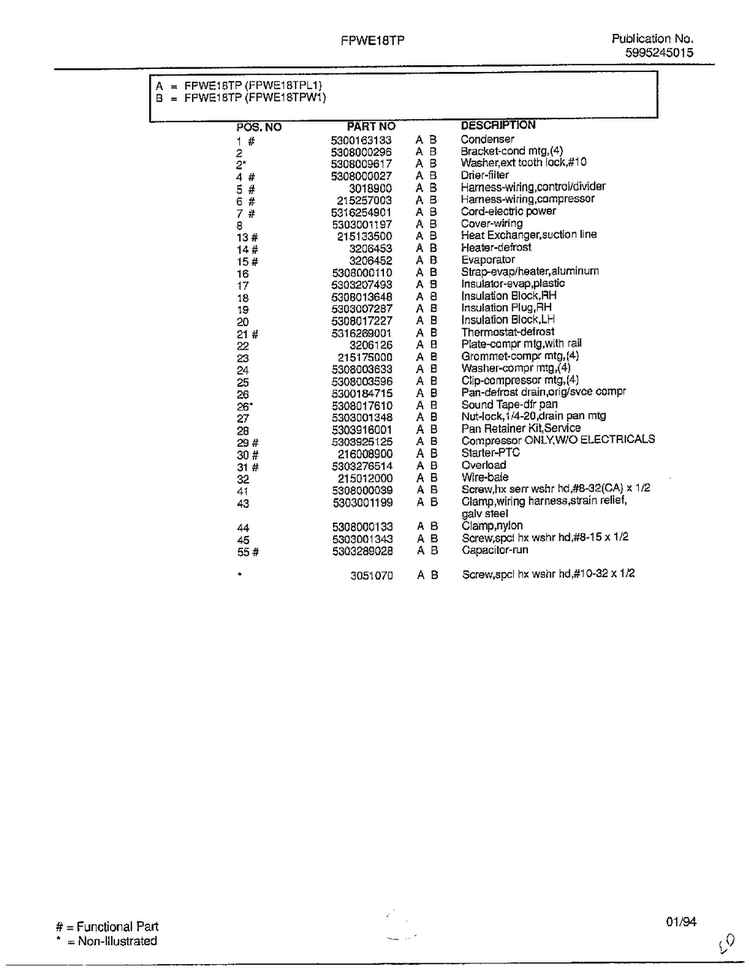 Refrigerator Page 9 Diagram and Parts List for FPWE18TP  Frigidaire Refrigerator
