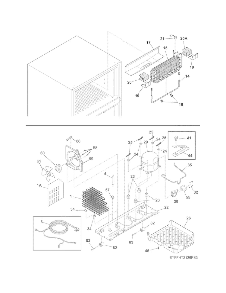 System Diagram and Parts List for FFHT2126PS3  Frigidaire Refrigerator