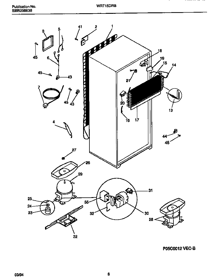 COOLING SYSTEM Diagram and Parts List for WRT15DRBD1  Frigidaire Refrigerator