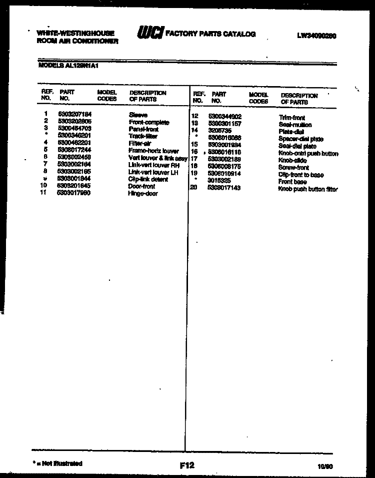 CAM Diagram and Parts List for SU150MXV1  Frigidaire Dishwasher